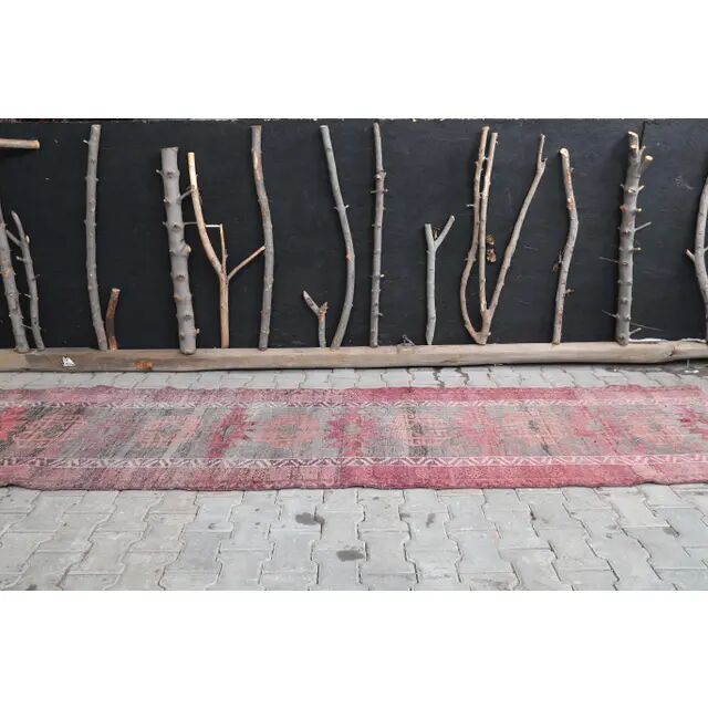 1960's Vintage Turkish Hand-Knotted Hallway Runner 91x354