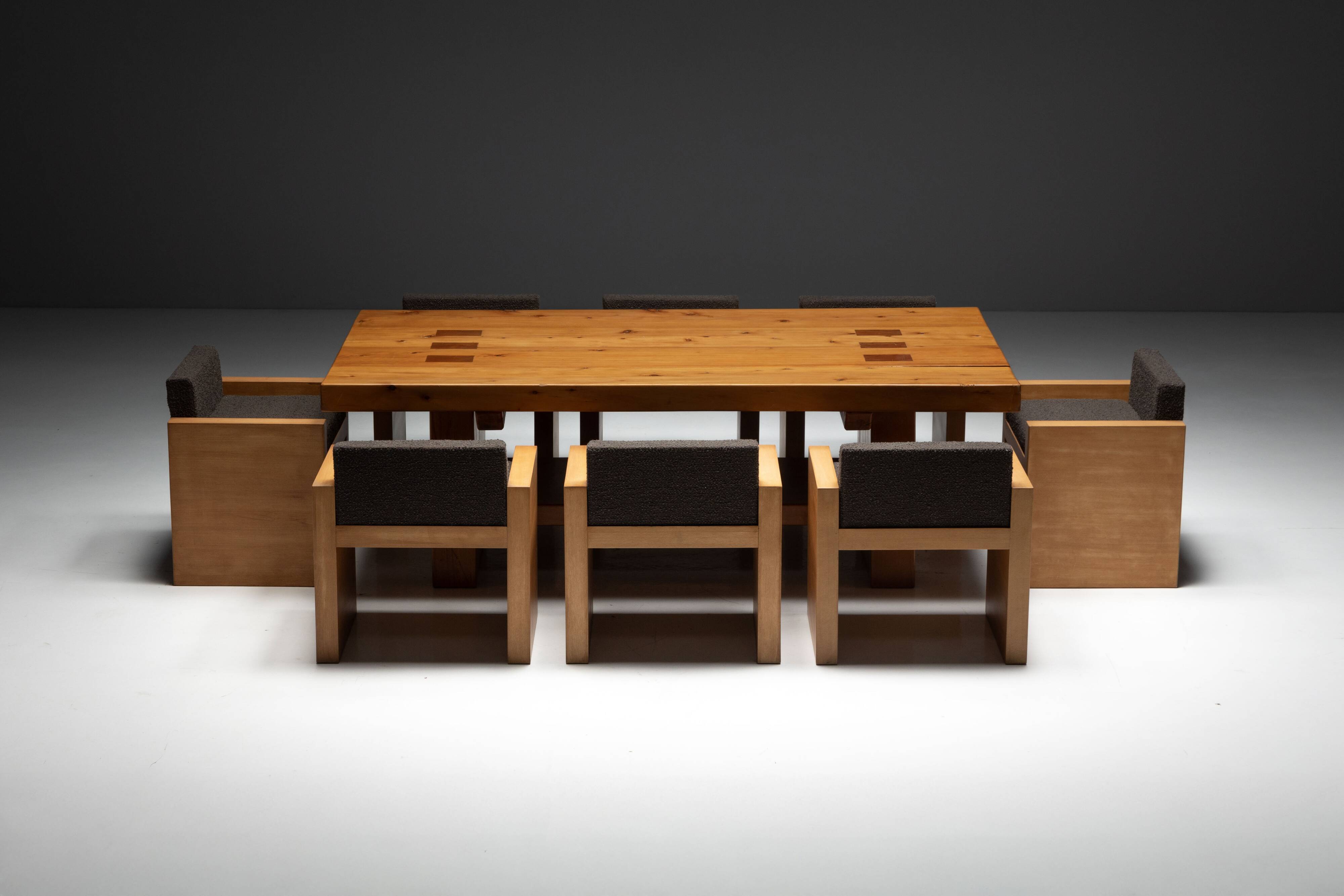 Alpine elmwood dining table in the style of Pierre Chapo, France, 1960s