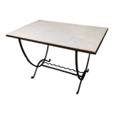 Marble and wrought iron coffee table