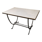 Marble and wrought iron coffee table