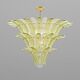 Mid-Century Murano Glass Palmette Chandelier in Green and Clear Glass, Ital