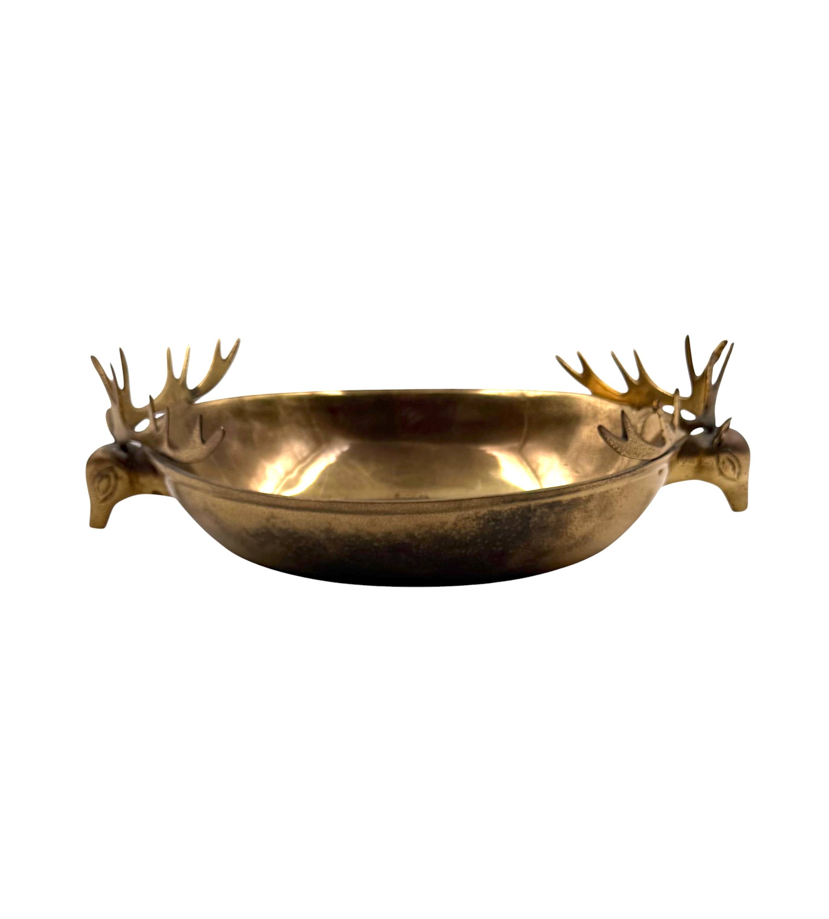 Mid-century Modern brass deers centerpiece / bowl, France 1970s