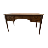 Louis XVI style flat desk in mahogany top of fawn leather XX century