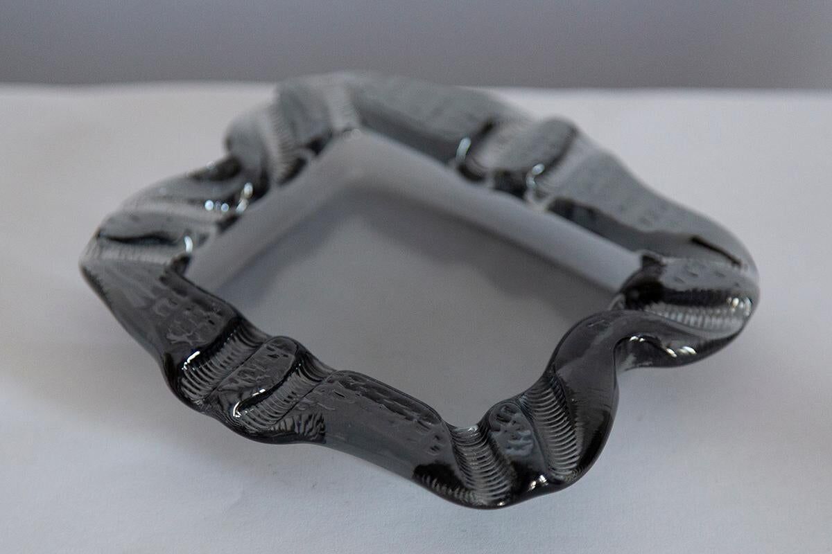 Grey crystal glass ashtray, mid-century, Italy, 1970s.