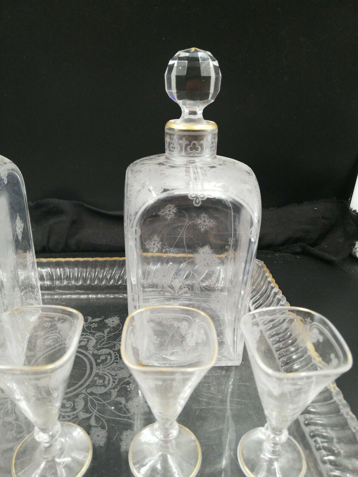 Service a crystal liqueur decorated late XIX