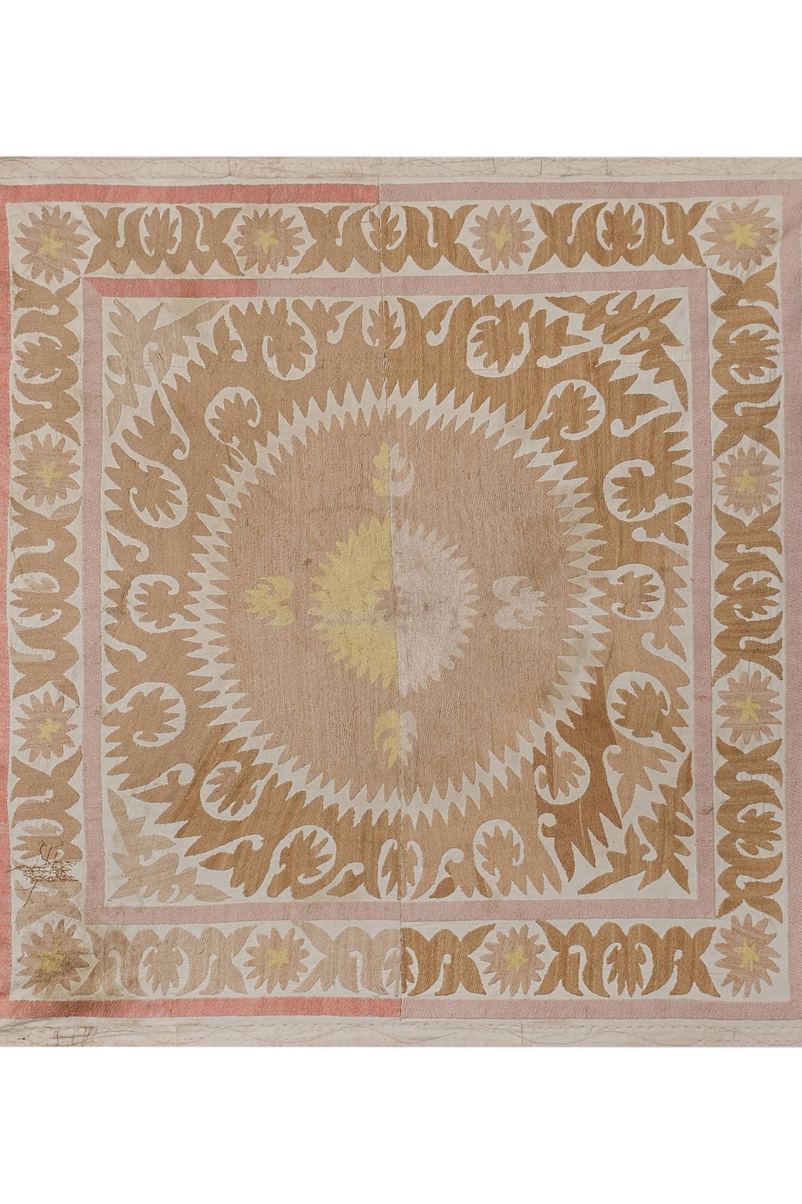Hand knotted rug, vintage turkish rug 124x124 cm