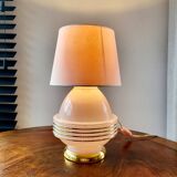 Lampe à tafel art déco, verre clichy rosé avec couleur goudkleurige afwerking, Frankrijk