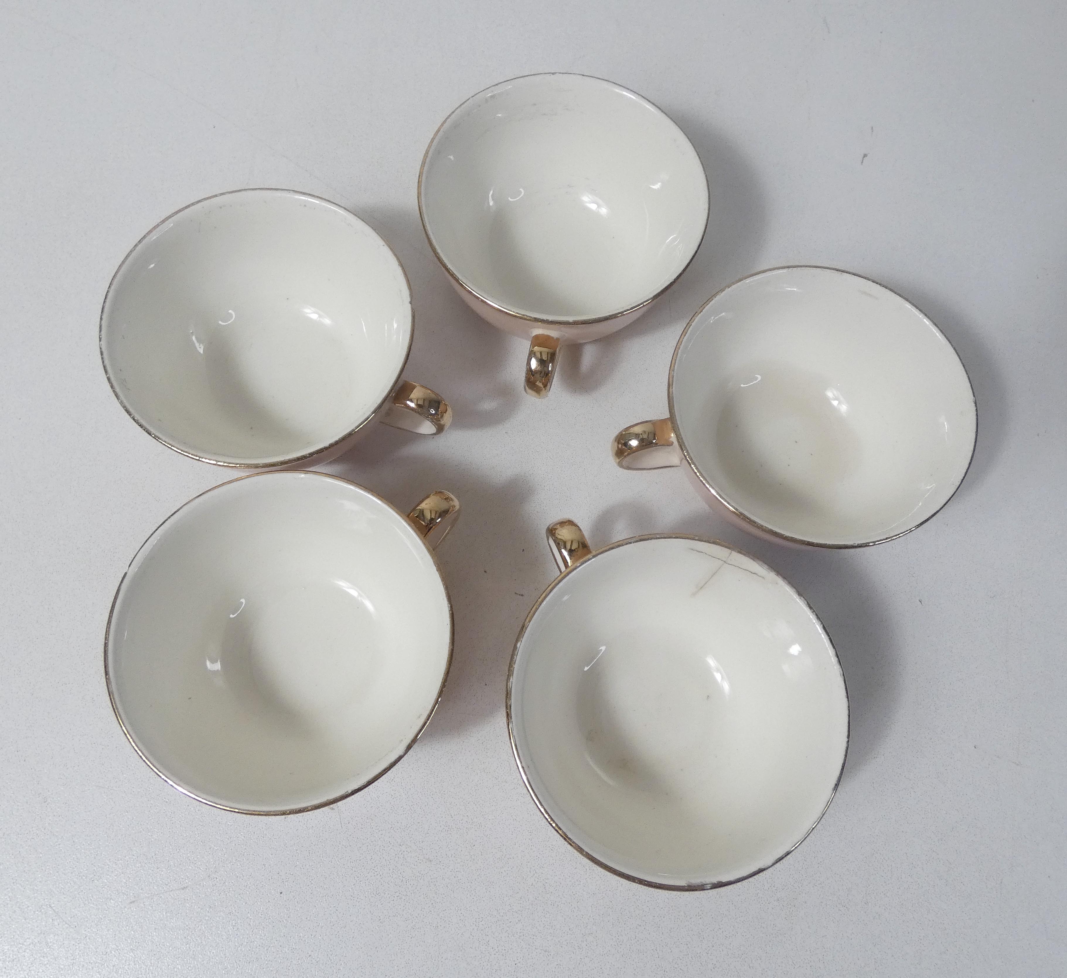 5 cups Villeroy & Boch pink and gold by Lucien Engel