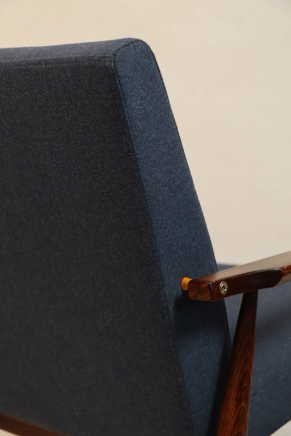 Vintage armchair natural wool blue marin modern design by H.Lis