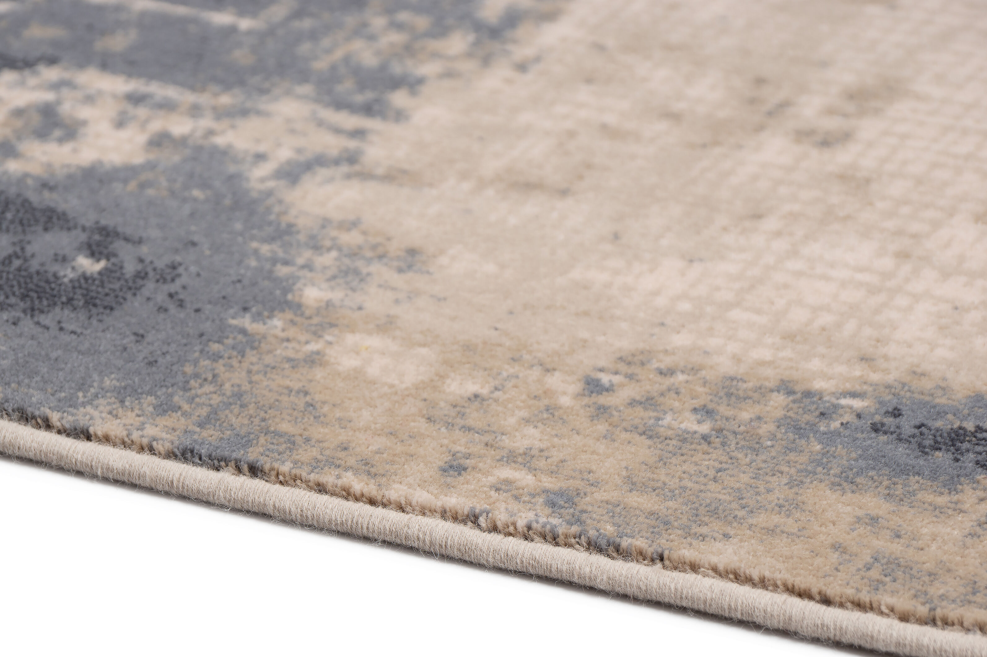 Tapis en laine abstrait beige et bleu