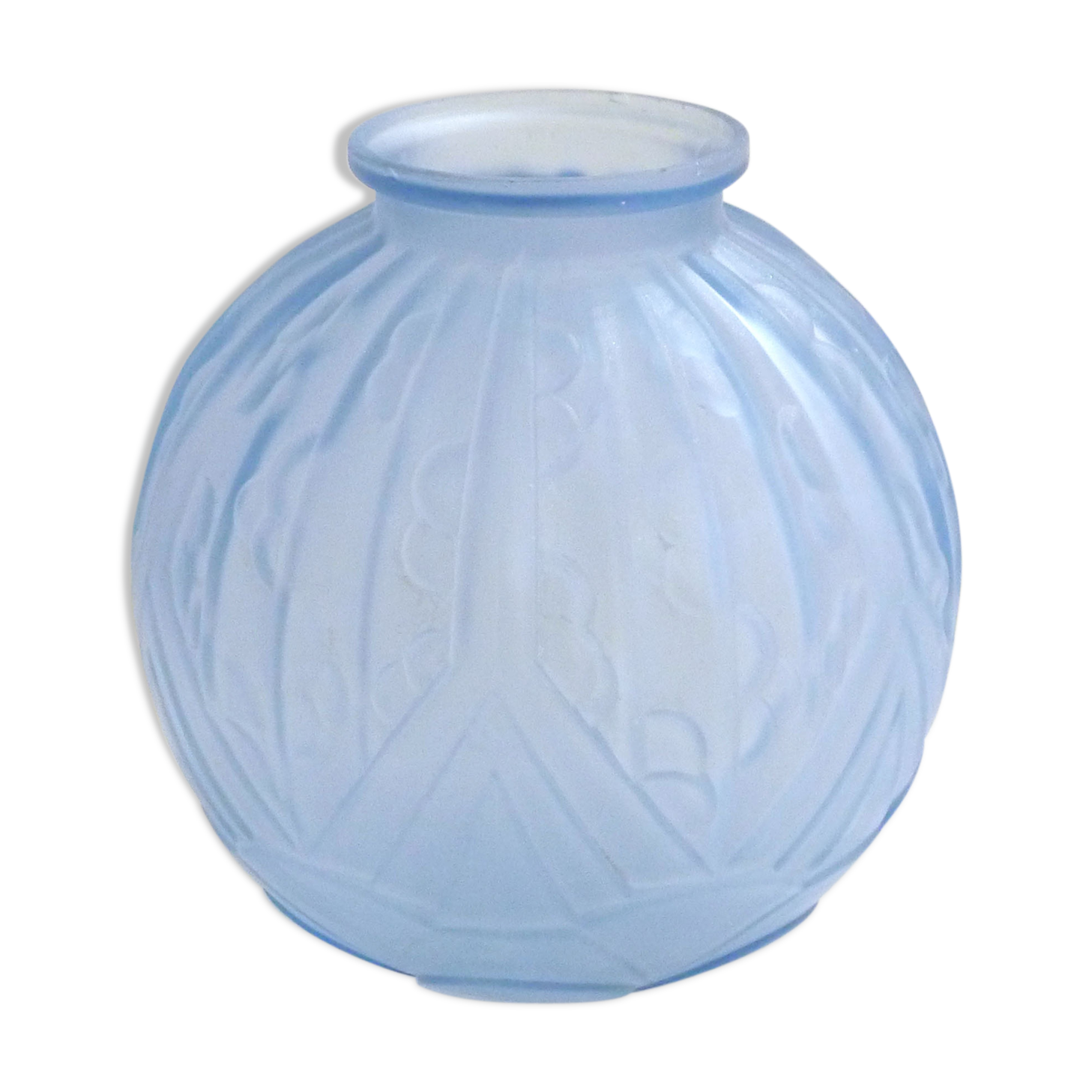 Art Deco ball vase, frosted blue glass