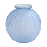 Art Deco ball vase, frosted blue glass