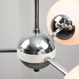 Vintage Italian Chrome and Opaline Sputnik Chandelier, 70s