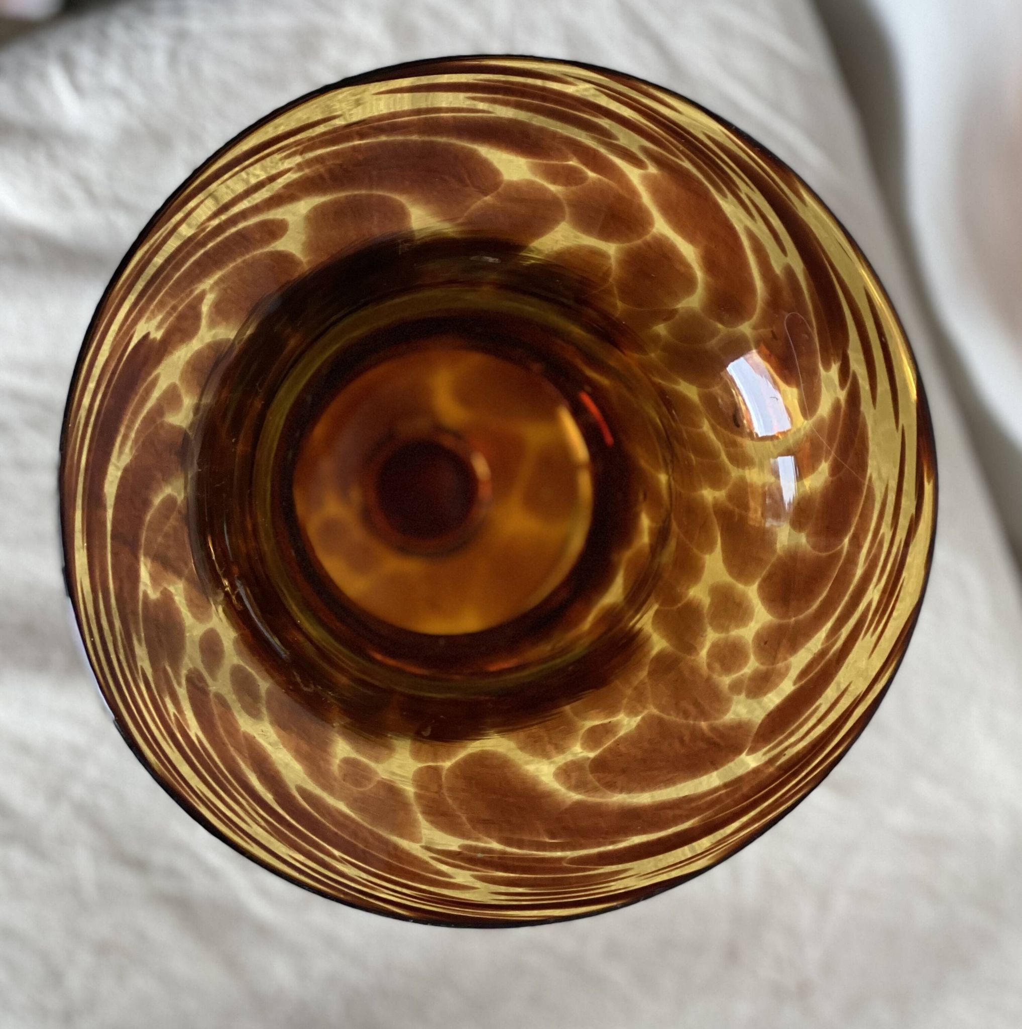 Vase verre soufflé "écaille de tortue" vintage 1960