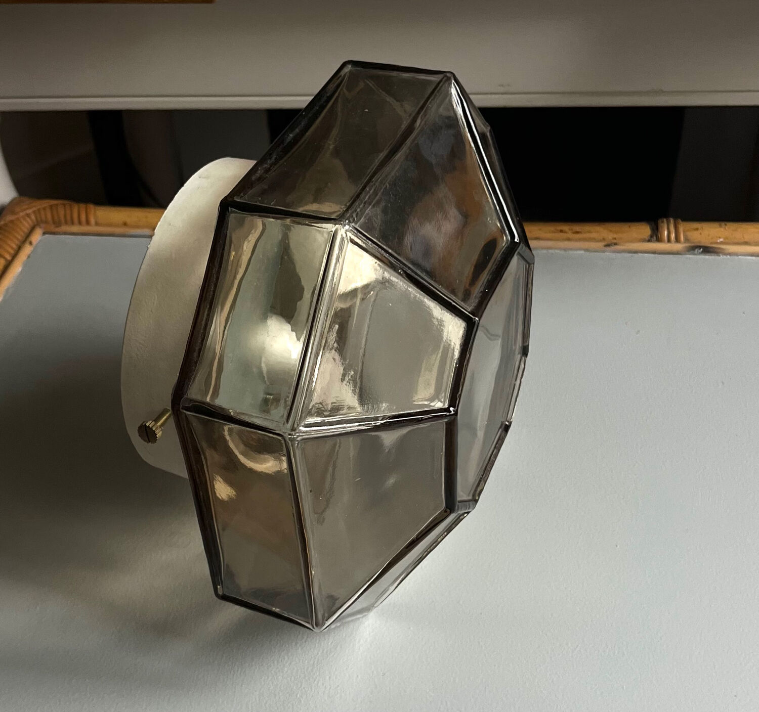 Italian smoked glass ceiling light Space Age