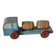 Small barrel transporter truck, antique waxed wooden toy