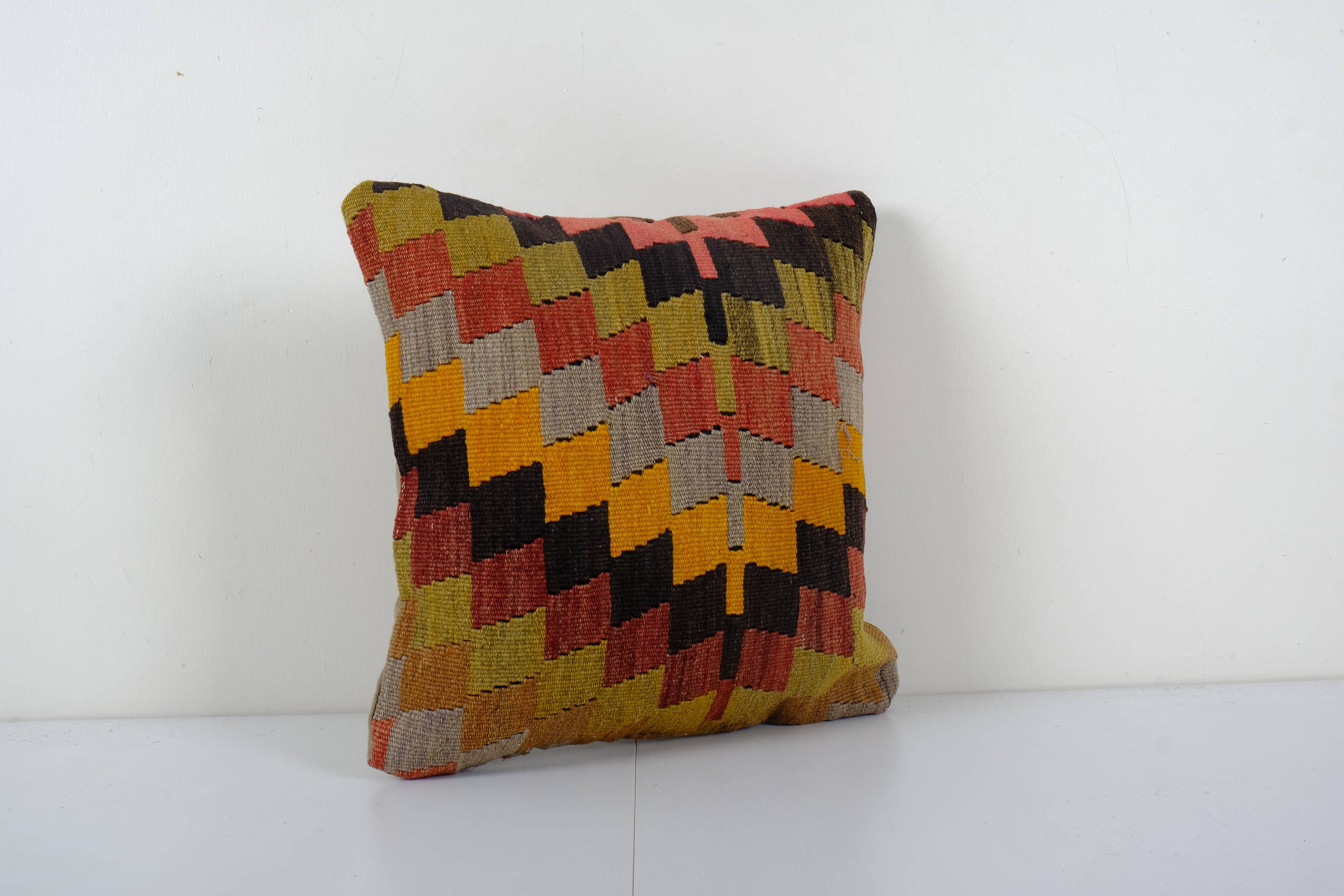 Organic wool turkish kilim pillow