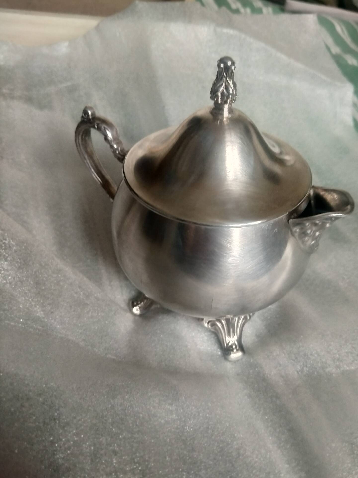 Sucrier métal argenté style art déco Orbrille