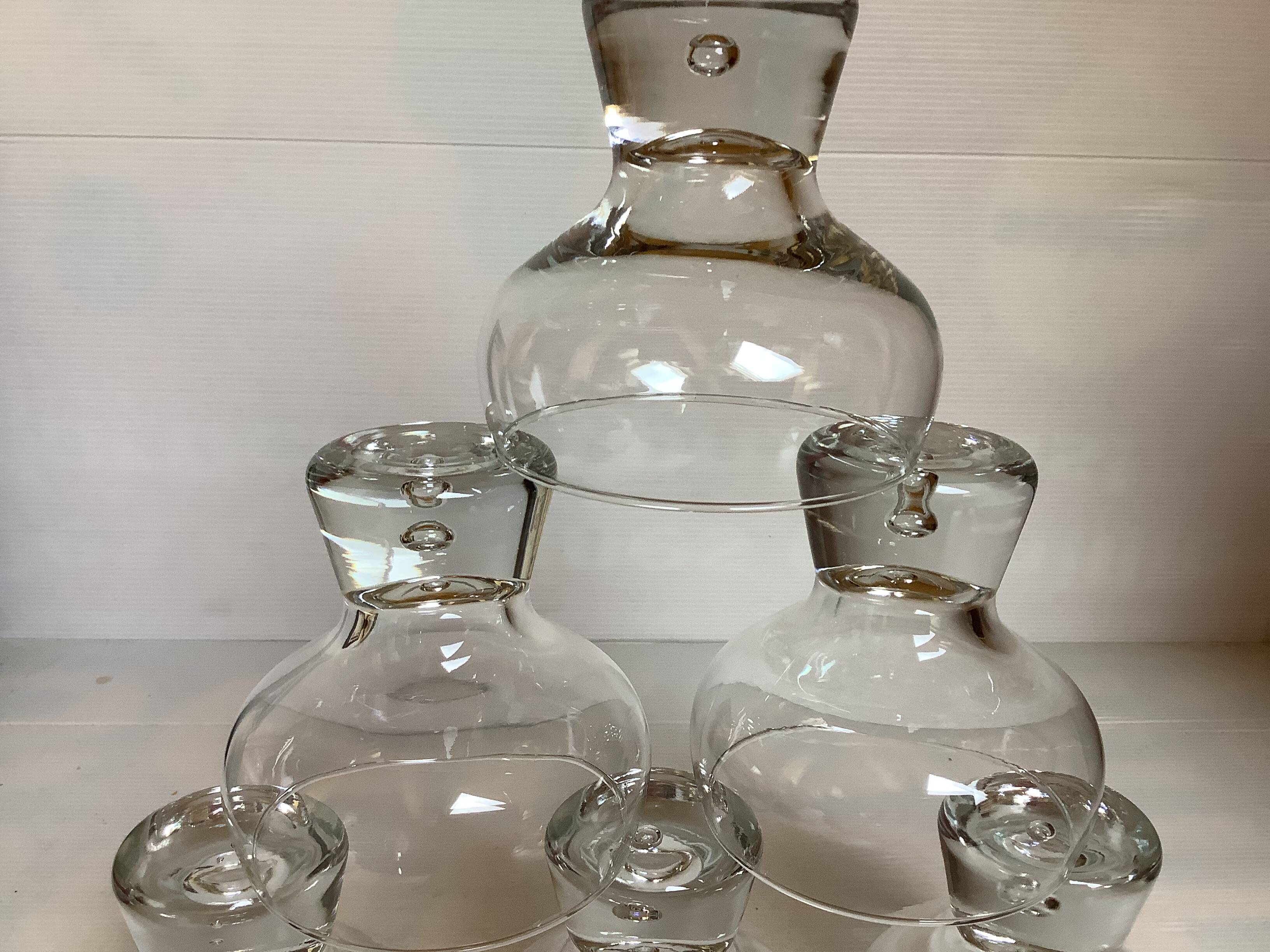 6 large bubble coupe glasses with a foot in the Kosta Boda style.