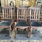 Suite of 6 Louis XV solid oak style chairs
