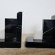 Geometric bookends in black marble and white stone – Art Deco style