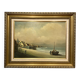 Old painting, landscape by the sea, XX century