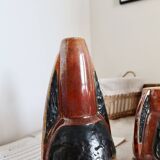 Vintage Red and Black Ceramic Set - Textured Rough Style