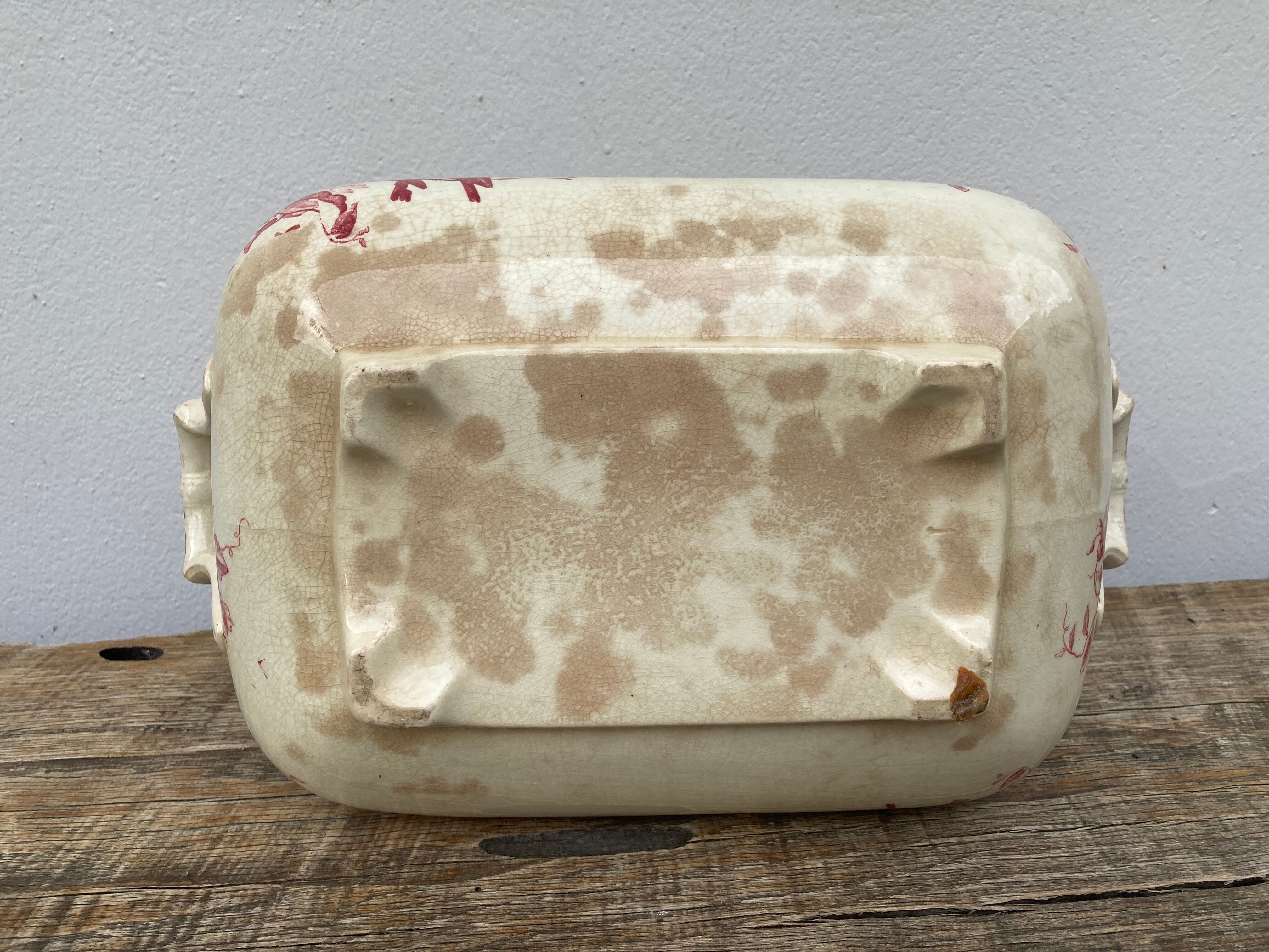 Iron earthenware tureen, antique centerpiece