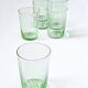 Set of 6 antique green blown glass goblets with fine fluting.