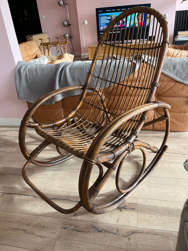 Rocking chair rotin vintage