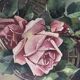 Antique painting - still life with roses - oil painting - 1940s