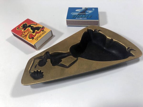 Cendrier vintage • gitanes • cuivre massif • max ponty • 1950-1960