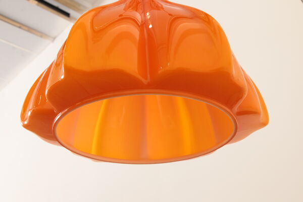 Suspension vintage en verre orange par Peill et Putzler 1960