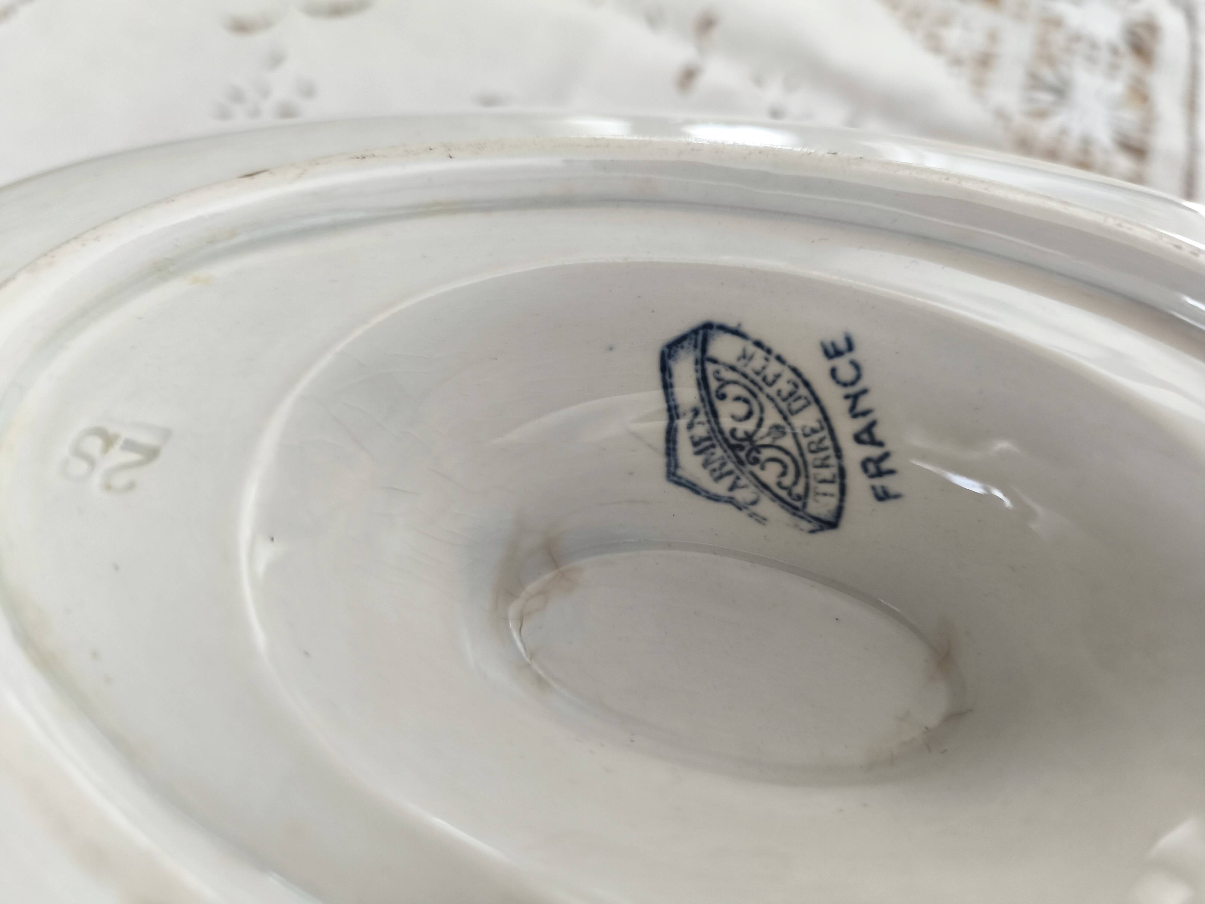 Sarreguemines Iron Earth Sauceboat on Frame, Carmen Model