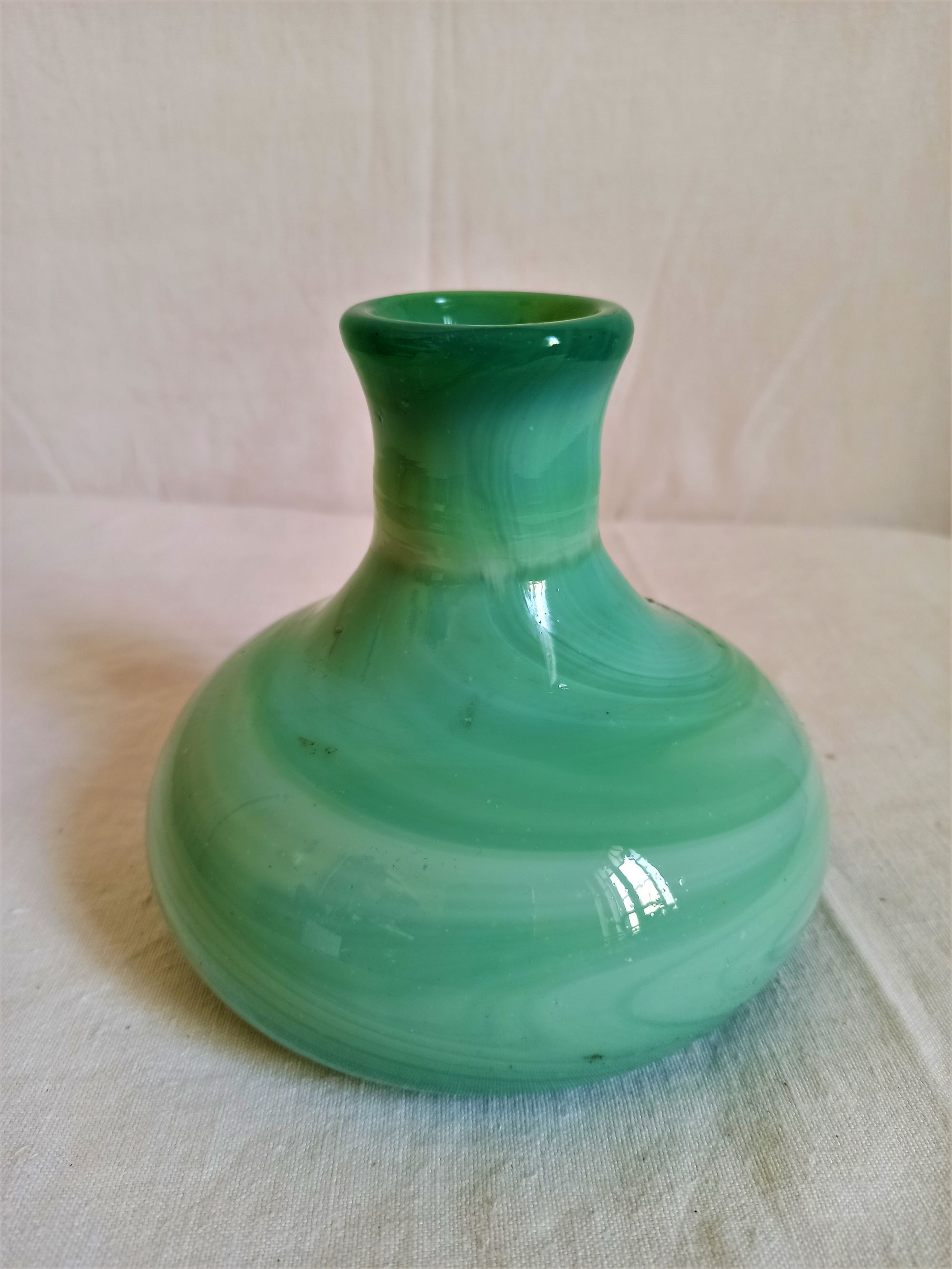 Green opaline water vase