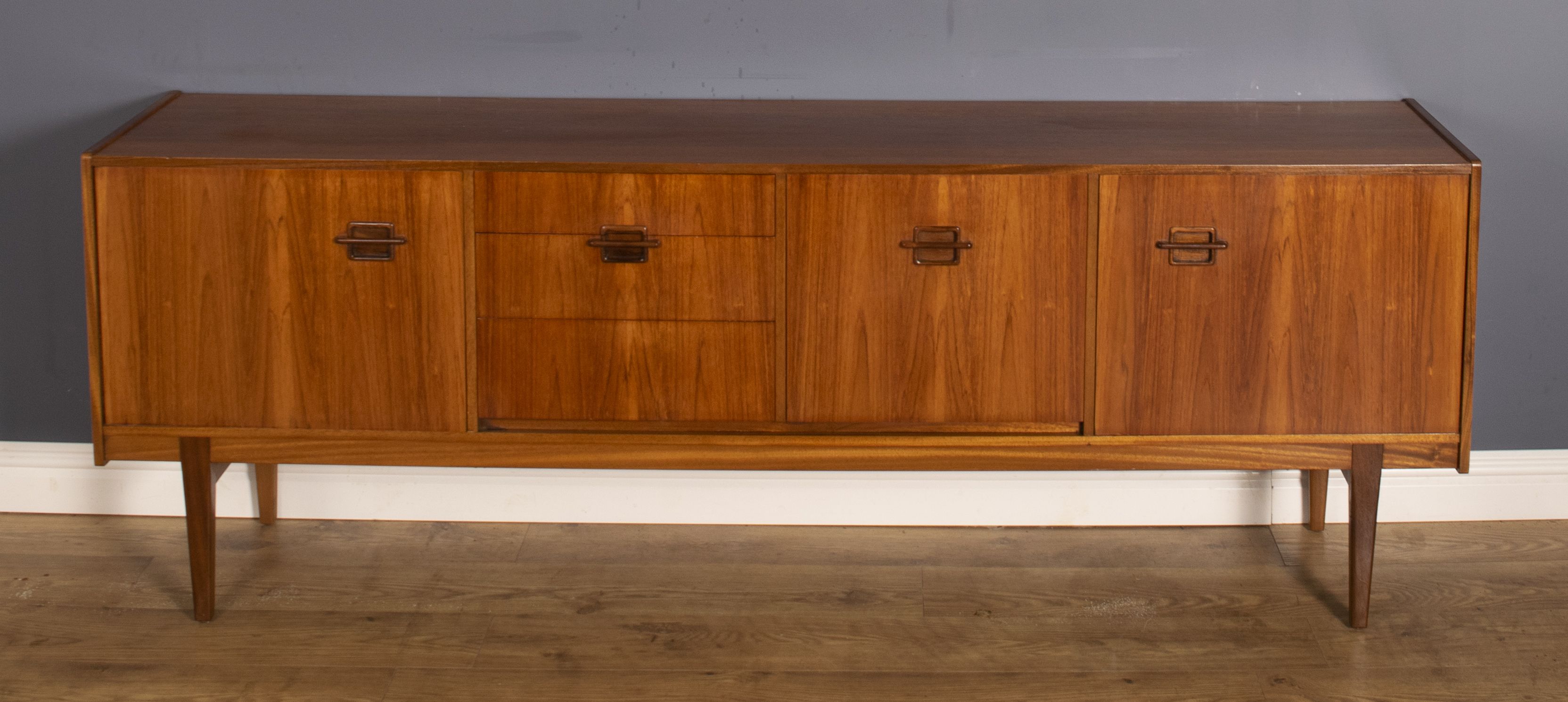 Restored 1960s Retro Long Nathan Corinthian Teak & Rosewood Sideboard