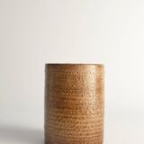 Scandinavian Modern Brown Cylindrical Vase, Jerk Werkmäster, Nittsjö Sweden 1960