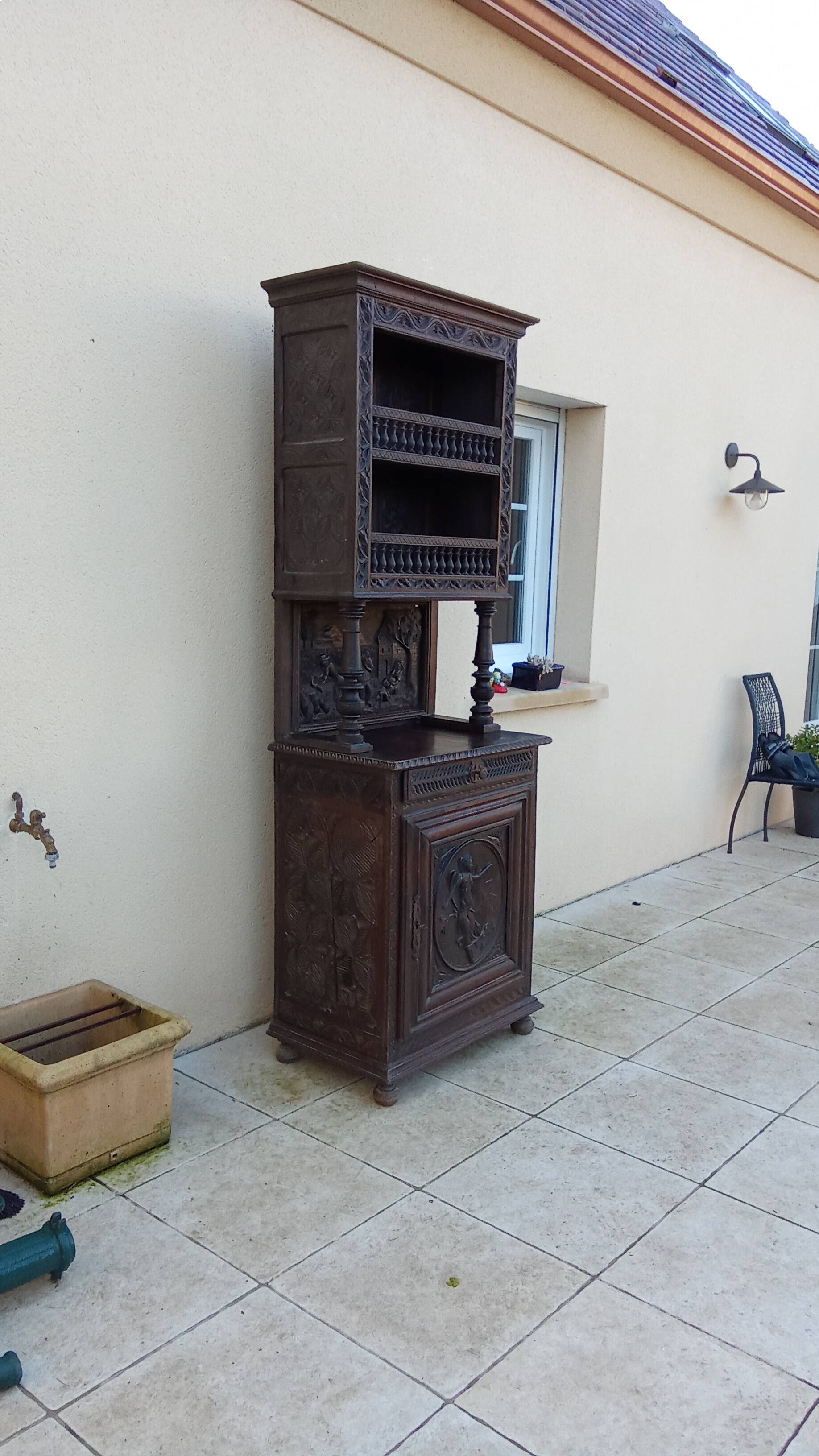 Old carved solid wood dresser