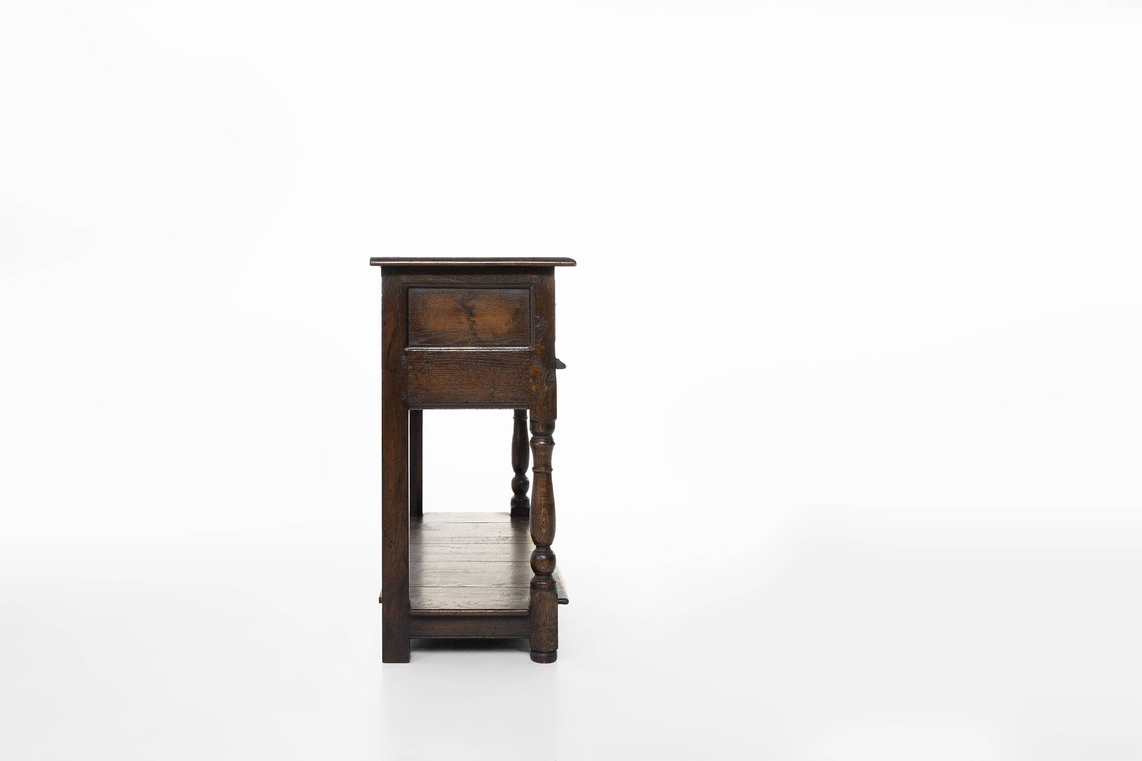 French 20th century oak side table with 2 drawers, ca. 1960