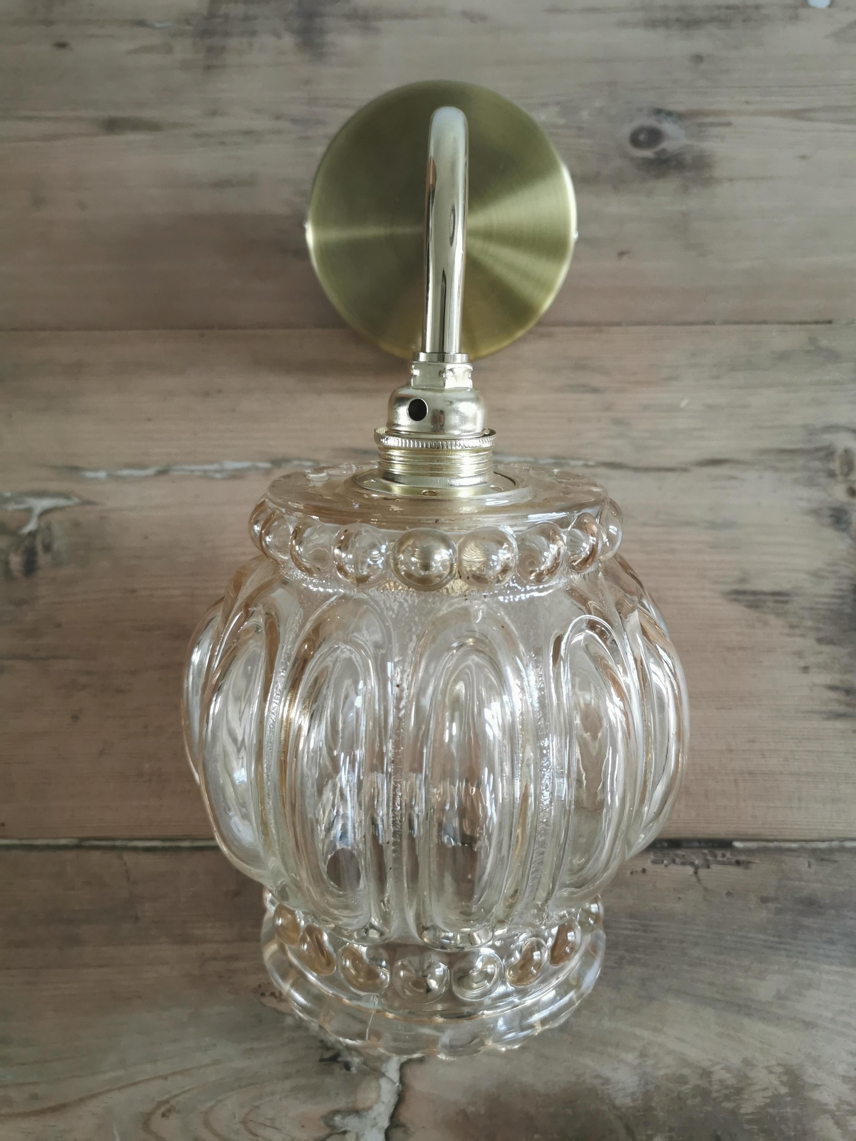 Vintage globe wall lamp in molded glass
