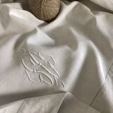 Embroidered sheet, monogram, old linen