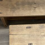 Pair of solid stripped oak farmhouse benches