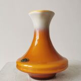 Vintage Murano Cased Glass Vase: Retro Orange Ceramic, 70s Yugoslavia