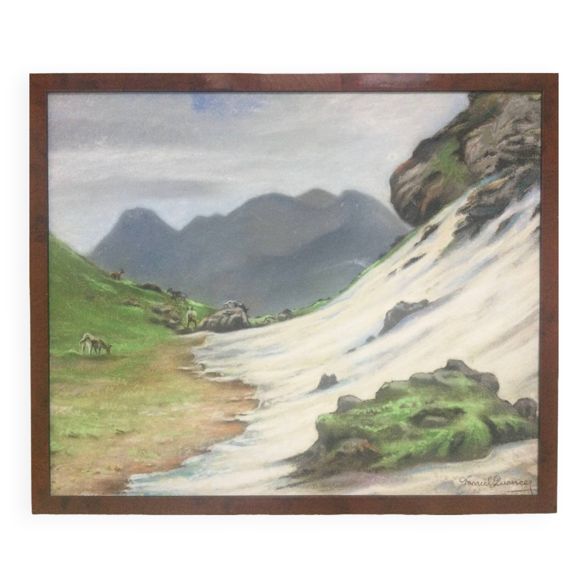 Mountain landscape, 1967. Pastel by Marcel QUENCEZ, 1912-2010.