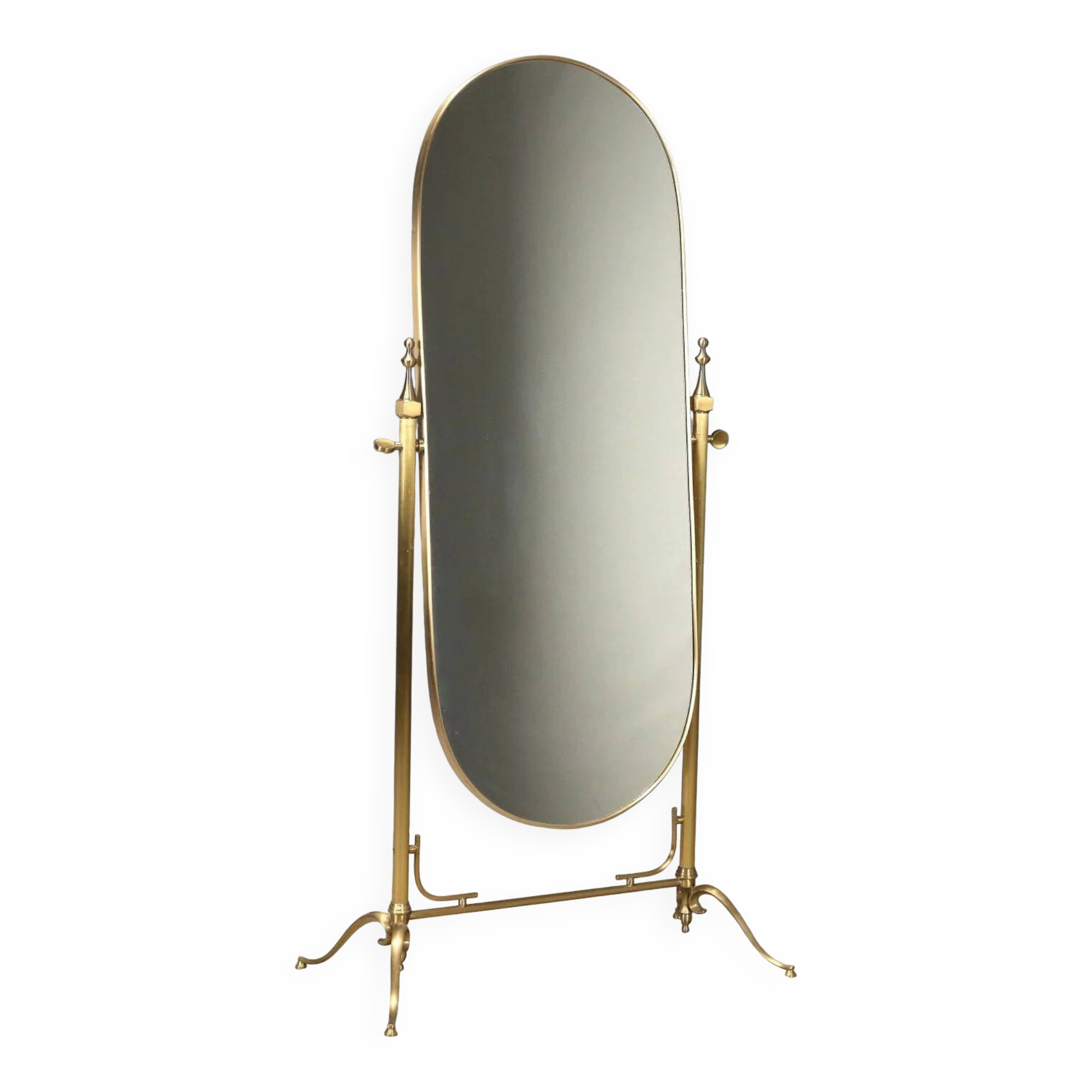 Brass vanity mirror with adjustable tilt
