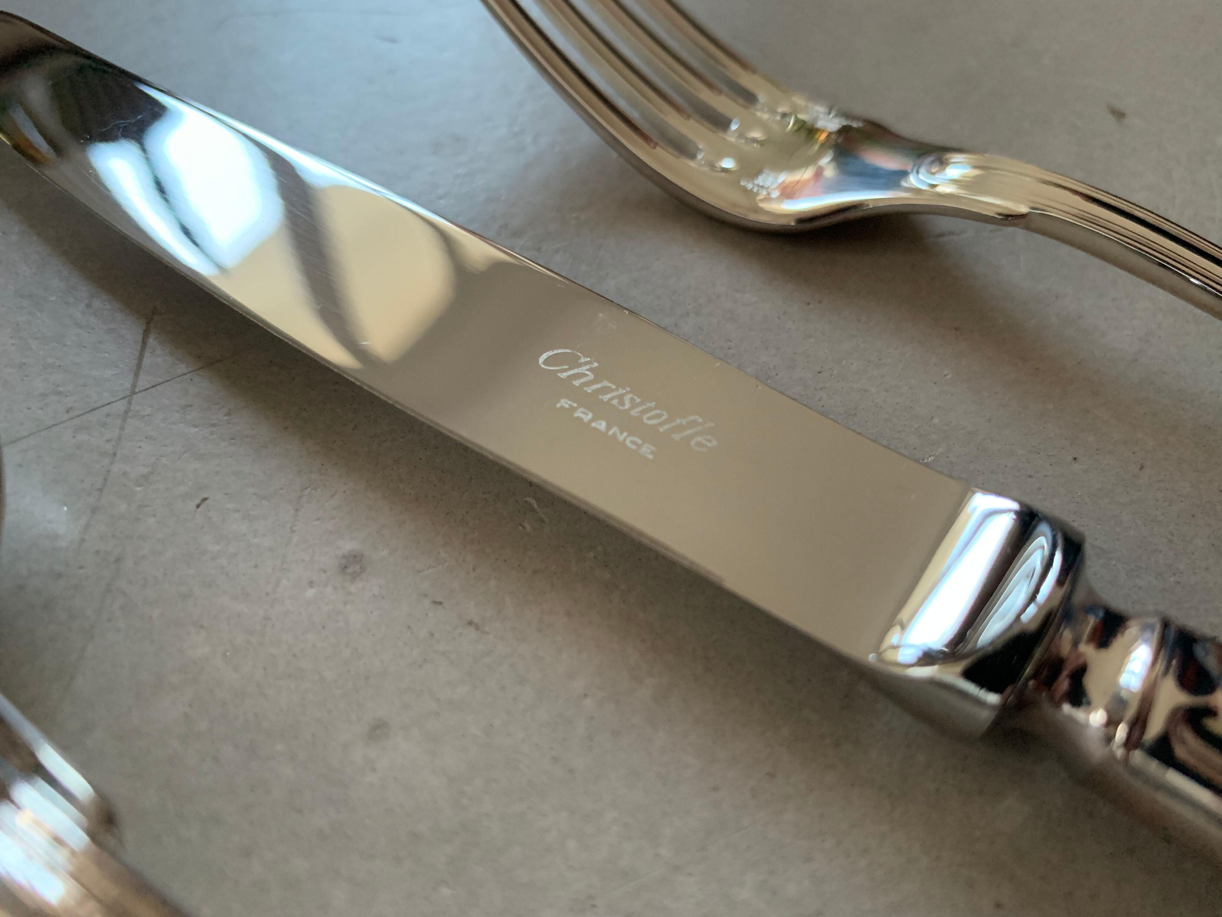 Set 6 silver cutlery Christofle chinon model