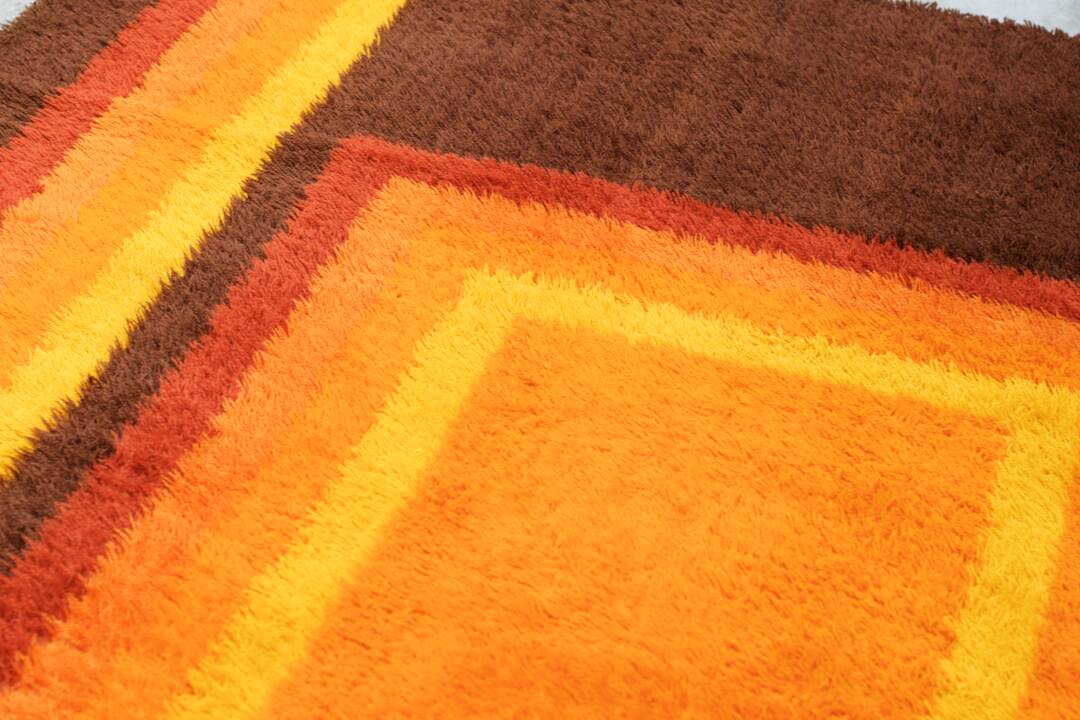 Vintage designer rug 1970 French cubist