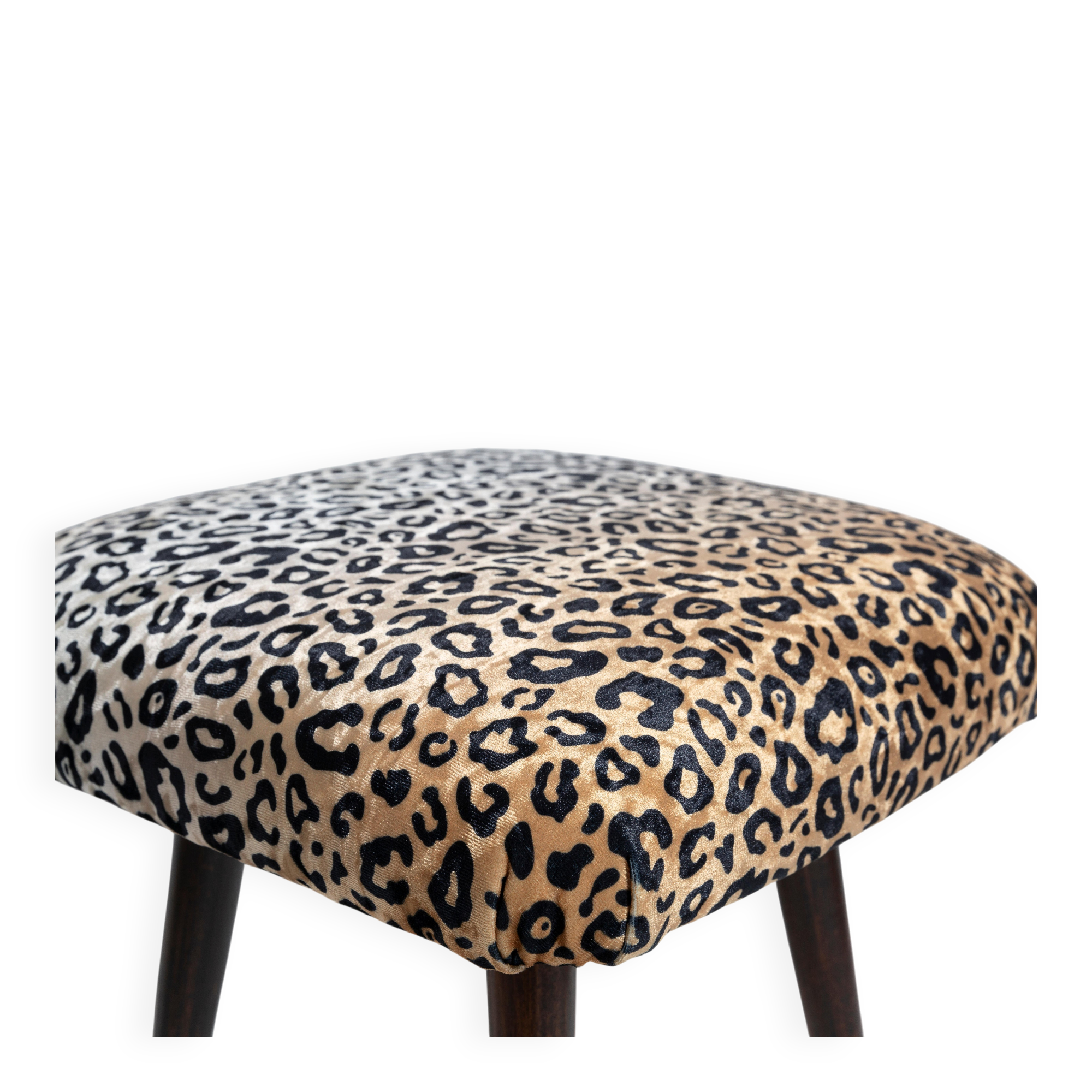 Vintage leopard velvet stool from the 20th century, Europe, 1960s
