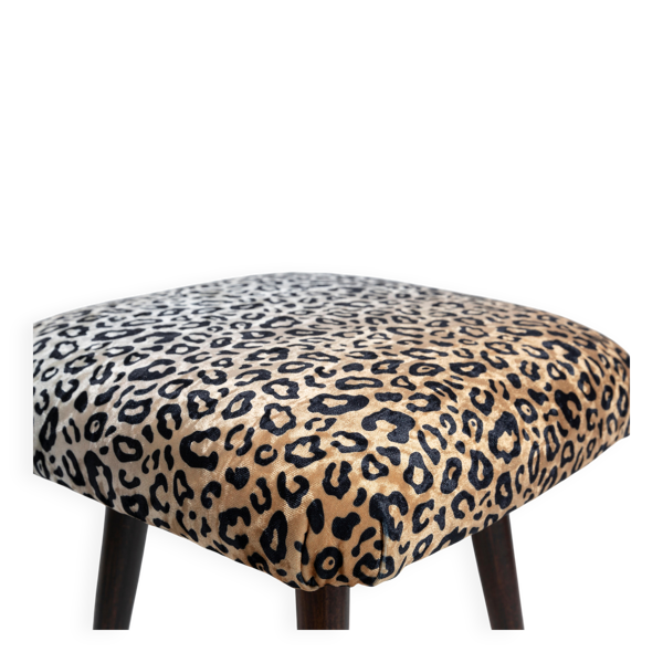 Tabouret vintage velours léopard du 20ème siècle, Europe, années 1960