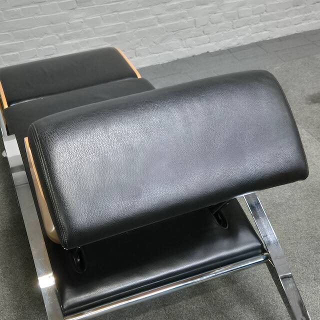 Black leather lounge chair futuro 3 by massimo iosa ghini for moroso - italy 1980's